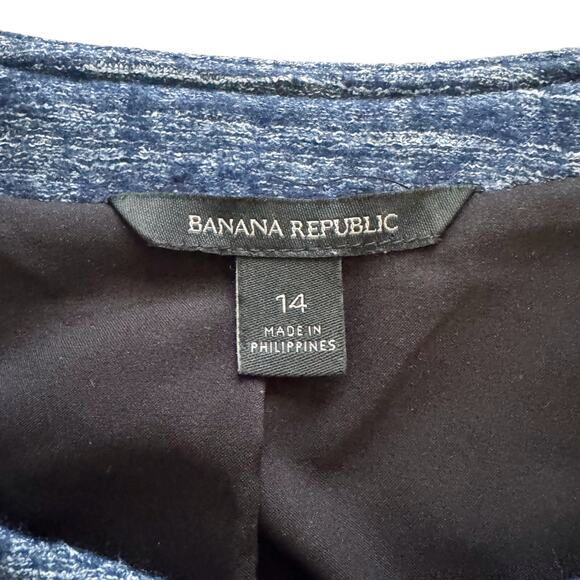 Banana Republic Fluted hem Full zip Jacket Blazer Blue Sz 14 Preppy Academia - Picture 4 of 12